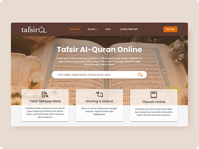 ReDesign Landing Page - Tafsirq.com design graphic design homepage islamic landing page quran ui ux design uidesign web design