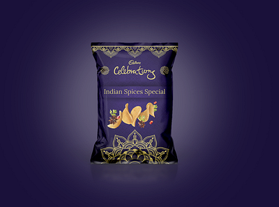 Cadbury Celebrations Chips illustration mockup packaging design