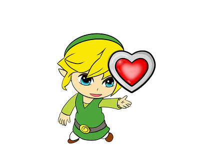 Link cute design digital art enjoy green heart illustration legend of zelda link loz nintendo original art