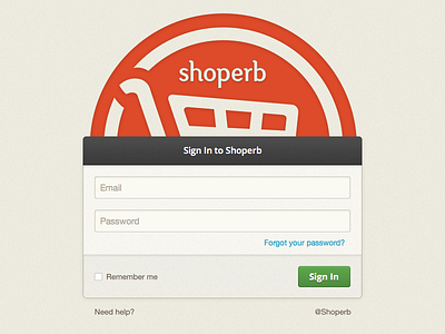 Sign In to your Shoperb store shoperb sign in ui