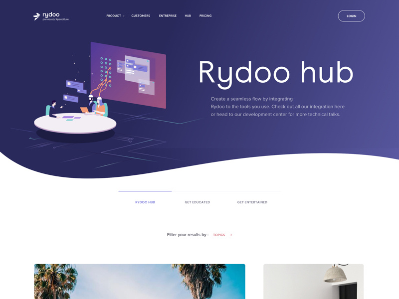 Rydoo Hub shapes waves colors landing home me agency ux ui illustrations