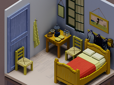 "Bedroom in Arles", Pixel Van Gogh 2