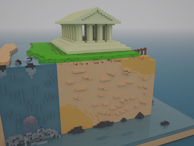 "The climb". 3D on Magica Voxel 3d illustration