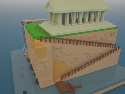 "The climb" right side. 3D on Magica Voxel 3d illustration