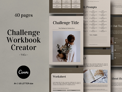 Challenge Workbook Creator Canva Vol2 3.14co brochure design brochure layout brochure template canva canva template ebook cover ebook design ebook layout workbook template