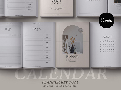 Canva Planner & 2021 Calendar kit Vol2 2021 2021 calendar brochure design brochure layout calendar design canva canva template ebook design ebook layout planner template typography
