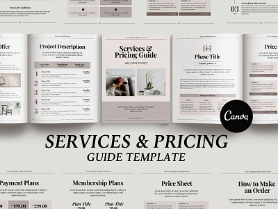 Services and Pricing Welcome Packet 3.14co brochure design brochure template business template canva canva template client proposal client welcome client welcome kit invoice template price guide pricing guide proposal template service guide welcome pack welcome packet