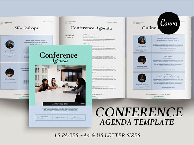 Conference Agenda Canva Template 3.14co brochure design brochure layout brochure template canva canva ebook design ebook design typography