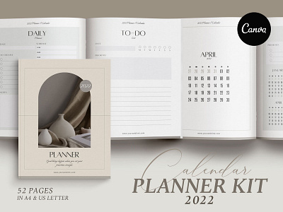 Canva Planner & 2022 Calendar kit 2022 2022 calendar 2022 planner brochure design brochure layout canva ebook design planner planner template typography