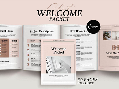 Client Welcome and Pricing Packet for Canva brochure design brochure layout brochure template canva client invoice design ebook design price list pricing guide typography welcome guide
