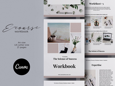 Canva Ecourse Workbook Template 3.14co brochure design brochure layout brochure template canva ebook cover ebook design ebook layout typography workbook workbook template