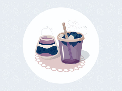 Berry deserts bar berries berry desert design flat icon illustration juice menu pattern vector