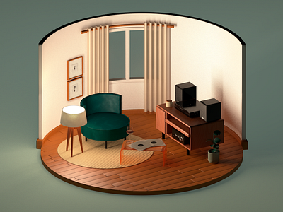 Living room 3d apprentice c4d