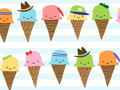 ice cream friends bows colorful cones feathers happy hats ice cream smile