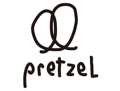 pretzel black line drawing typography white