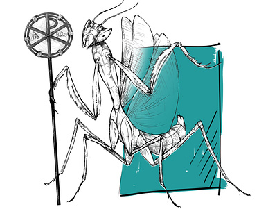 Mantis religiosa animal art animal illustration branding bugs concept digital illustrator insect insects liner mantis science illustration