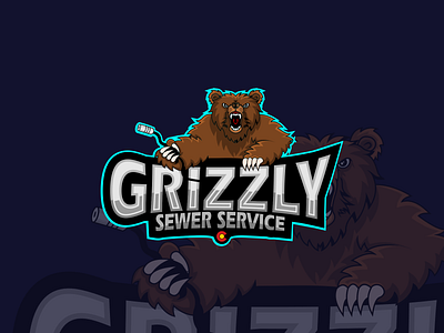 Grizzly sewer service angry animal art cartoon design emblem grizzly grizzly bear illustration logo mascot masculine symbol vector wild