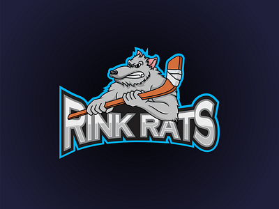 Rink Rats angry animal art cartoon club design emblem hockey hockey logo hockey stick logo mascot rats symbol vector wild