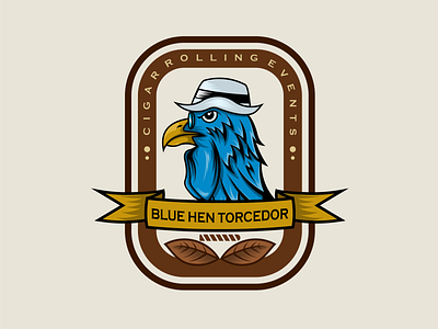 Blue Hen Torcedor animal art cartoon character characters cigarette design emblem logo mascot rooster symbol tobacco vector