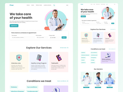 Finer – Medical Center Website clinic design doctor health healthcare medic medical ui ux web design website