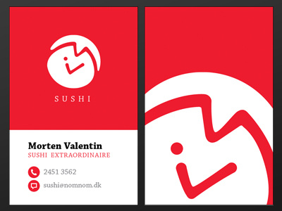 Sushi Extraordinaire business card fish japan logo red sushi