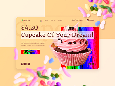 Website Design (desktop and mobile) YourCake adaptive design baking branding bright cake candy cookies design glitch mobile modern sweets trends ui ux vibrant website