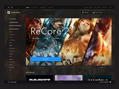 Design Concept for Steam Games Desktop App