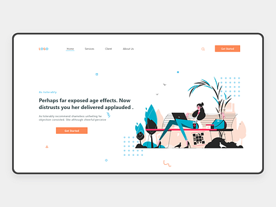 Landing Page 2020 blue get started illustraion landing page orange ui uxui web design website website design wep