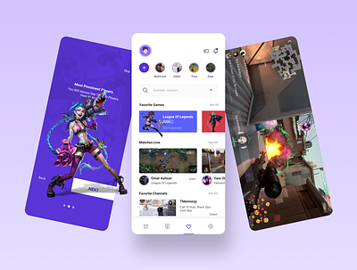 Live streaming app for gaming 3d broadcast design clean gamers gaming league of legends live mobile photoshop product design streaming twitch ui ux design valorant