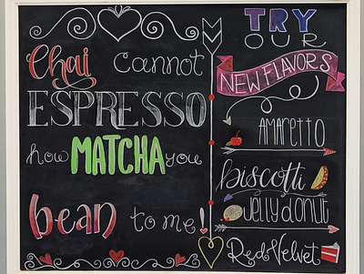 Valentine's Menu chalk art chalkboard design handlettering illustration lettering
