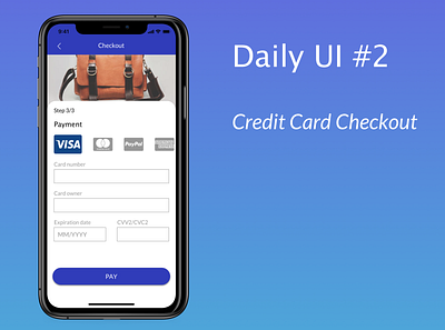 Daily UI #2 Checkout app checkout creditcard dailyui dailyui 002 dailyuichallenge design mastercard payment paypal screen shop ui ux visa visualdesign