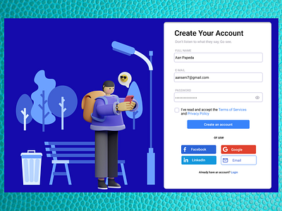 Create Your Account Wed Design design flat illustration illustrator minimal ui ux web website