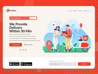 Website for Food Delivery & Pickup app design minimal ui ux website