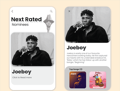 Headies UI (Joeboy) app design ui ux web