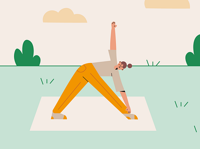 COLOR ILLUSTRATIONS 02 character color colorful flat girl green illustration motion graphics nature park woman yellow yoga