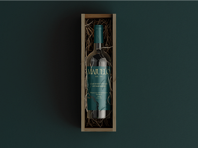 MAJUELO - Bottle Mockup 3d box brand branding classic elegant fancy graphic design green logo modern render serif typography vector wine