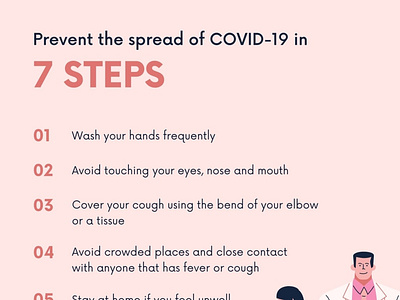Pink 7 Step Prevention Coronavirus Awareness Poster