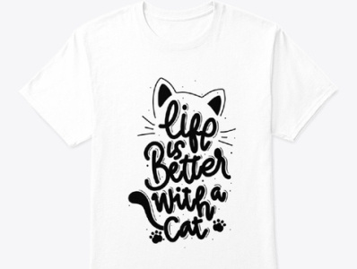 Life is better with a cat illustration typography vector