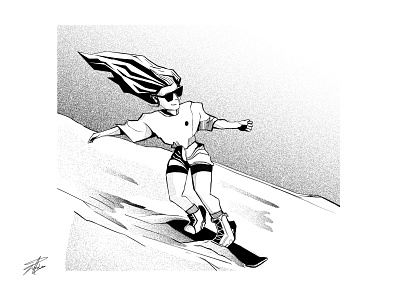 Sandboarding character digital illustration digitalart drawing dune fun girl hill illustration inktober sand sandboarding skate woman