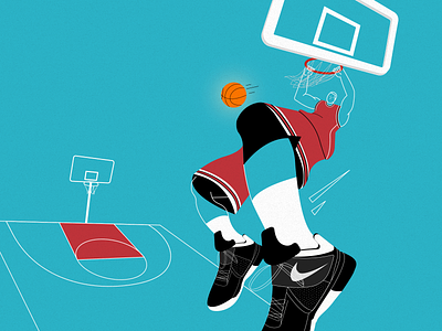 SLAM basketball character chicagobulls court digitalillustration dunk illustration illustrator jump nba red ring slamdunk sport