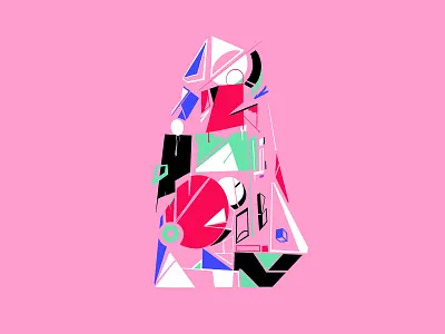 Ideation ii abstract balance colors digital geometric idea illustration inspiration pink random shapes sketch typography