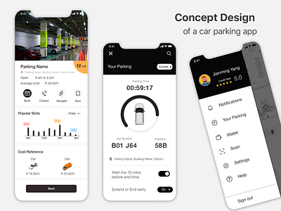 Car Parking App app design flat ui ux