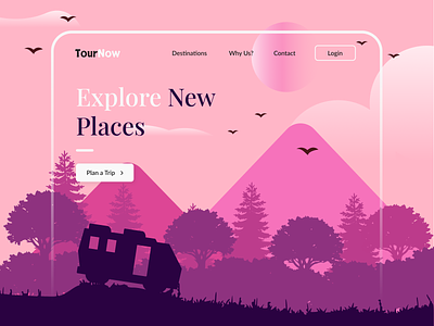Travel Website Landing Page design digital art illustration illustrator tour tourism travel travel app travel website typography ui ux