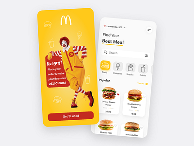 McDonald's Redesign Concept app app design clean dailyui dailyuichallenge design food app food delivery app food order app interface ios mcdonalds minimal redesign ui uidesign uiux ux ux design yellow