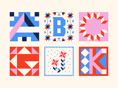 Quilt Square Letters 36daysoftype 36daysoftype09 alphabet barn quilt design folk geometric graphic design illustration lettering letters quilt square type typography vector illustration