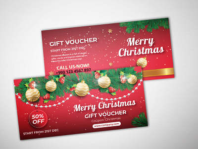 Christmas Gift Voucher Template christmas christmas card gift card gift voucher illustration template design vector voucher design voucher template
