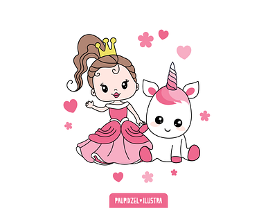 Porfolio PauPixzel 10 character childrens illustration cute art fantasy girl illustration lovely magic princess unicorn vector