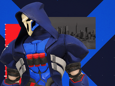 New York Excelsior Reaper Wallpaper blue esports new york overwatch overwatch league owl reaper red wallpaper
