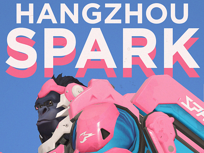 Hangzhou Spark Winston Wallpaper blue design esports hangzhou overwatch overwatch league owl pink wallpaper