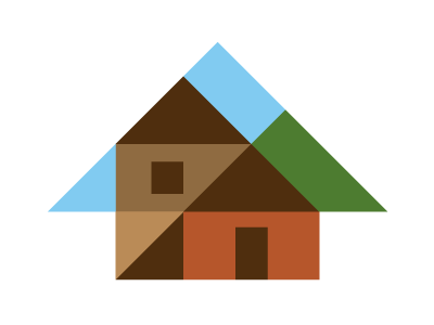 Better Yet arrow blue brown green house logo mark triangles